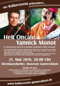 Plakat zum Konzert Helt Oncale und Yannick Monot