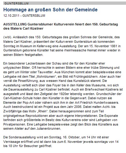 Artikel Allgemeine Zeitung, Landskrone vom 12.10.2011