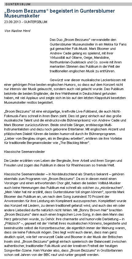 Artikel Allgemeine Zeitung, Landskrone vom 23.9.2013