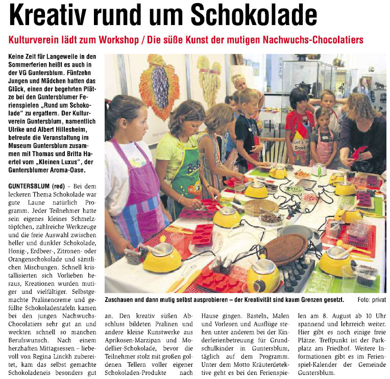 Artikel aus dem Rheinhessischen 
          Wochenblatt vom 27. Juli 2013