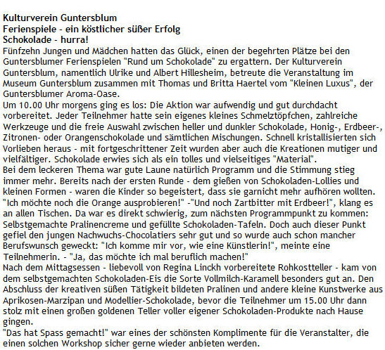 Artikel aus dem Amtsblatt Guntersblum 
          vom 27. Juli 2013
