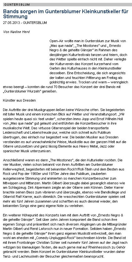 Artikel Allgemeine Zeitung, Landskrone vom 27.5.2013