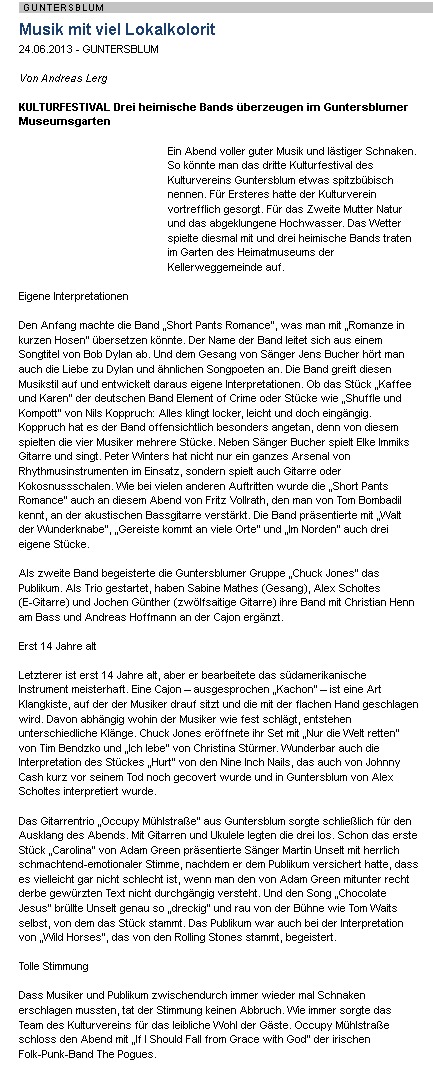 Artikel Allgemeine Zeitung, Landskrone vom 24.6.2013