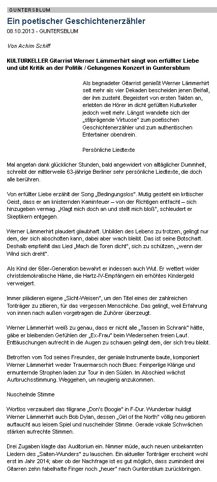 Artikel Allgemeine Zeitung, Landskrone vom 9.10.2013