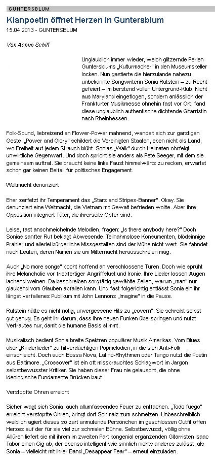 Artikel Allgemeine Zeitung, Landskrone vom 15.4.2013