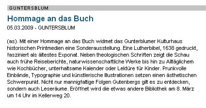 Artikel Allgemeine Zeitung, Landskrone 5.März 2009