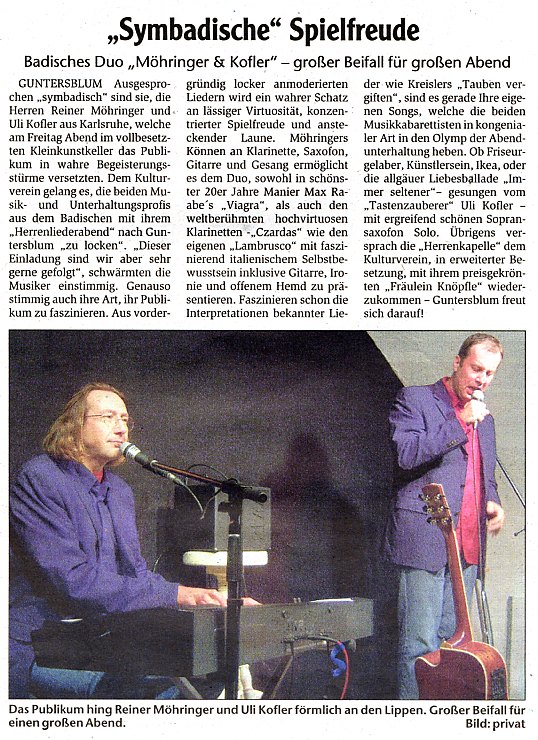 Artikel aus dem Lokalanzeiger VG Guntersblum 
  vom 23.Oktober 2009