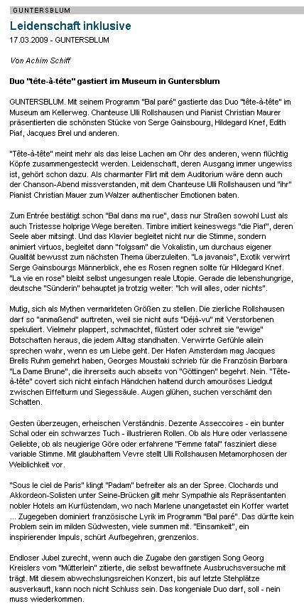 Artikel Allgemeine Zeitung, Landskrone vom 17.3.2009