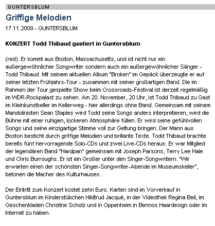 Artikel aus Allgemeine Zeitung, Landskrone vom 17.11.09