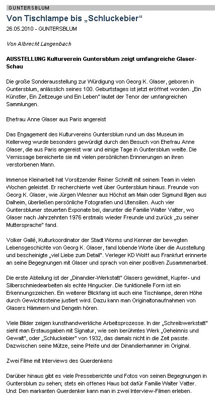 Artikel Allgemeine Zeitung Landskrone 
    vom 26.5.2010
