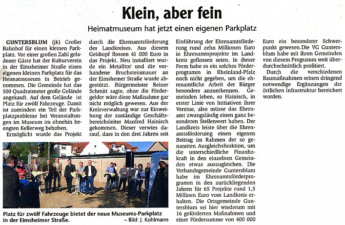 Artikel aus dem Lokalanzeiger der 
      VG Guntersblum vom 30.4.2010