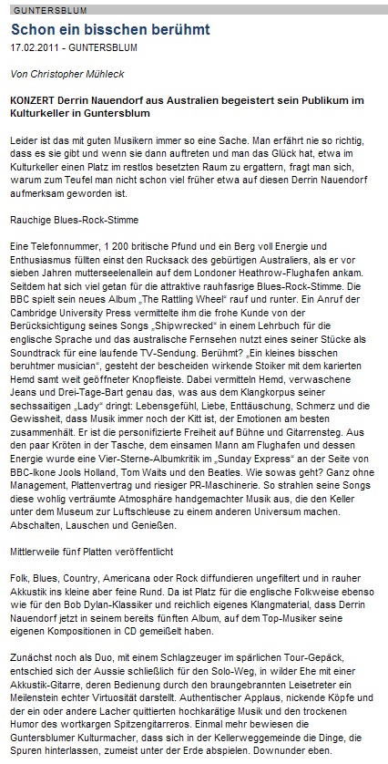 Artikel Allgemeine Zeitung, Landskrone vom 17.2.2011