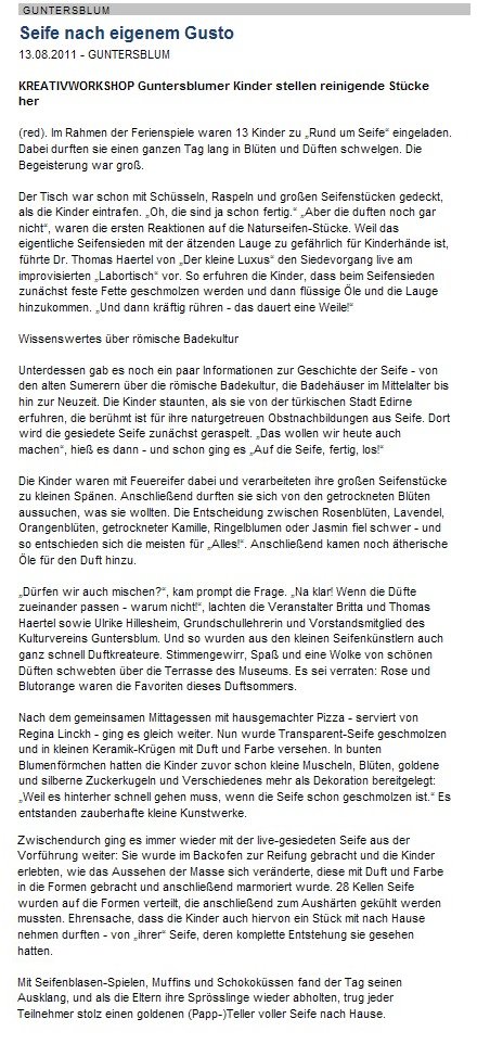 Artikel Allgemeine Zeitung, Landskrone vom 14.8.2011