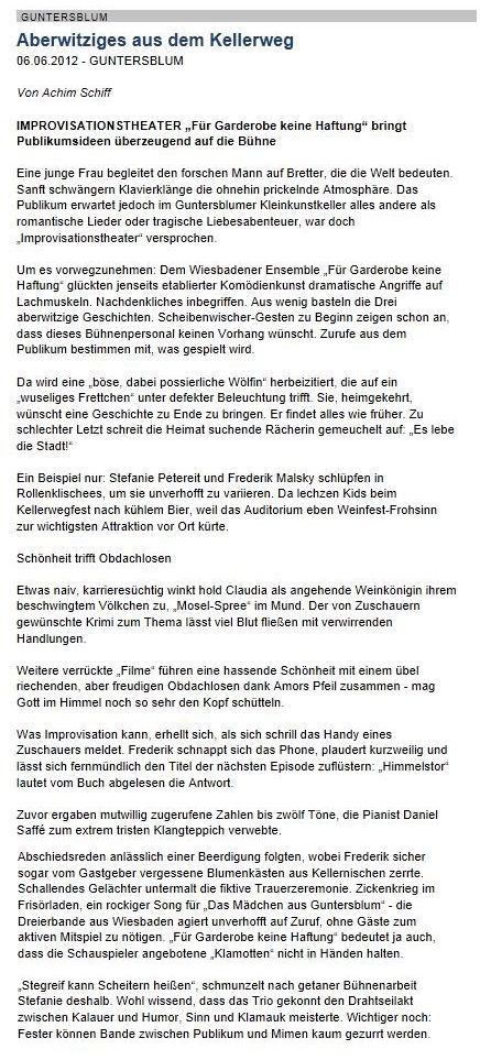 Artikel Allgemeine Zeitung, Landskrone vom 6.6.2012
