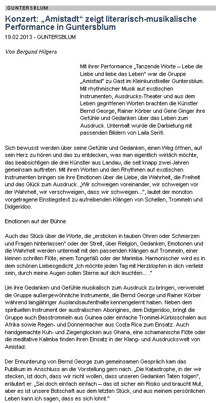 Artikel Allgemeine Zeitung, Landskrone vom 19.2.2013
