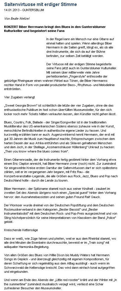 Artikel Allgemeine Zeitung, Landskrone vom 14.1.2013
