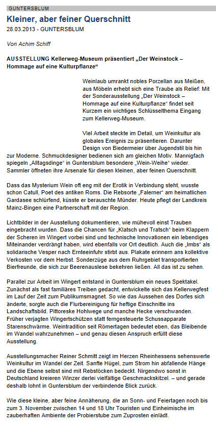 Artikel Allgemeine Zeitung, Landskrone vom 28.3.2013