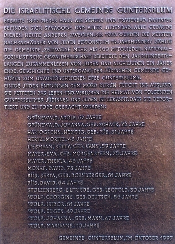 Bronzegedenktafel Holocaust