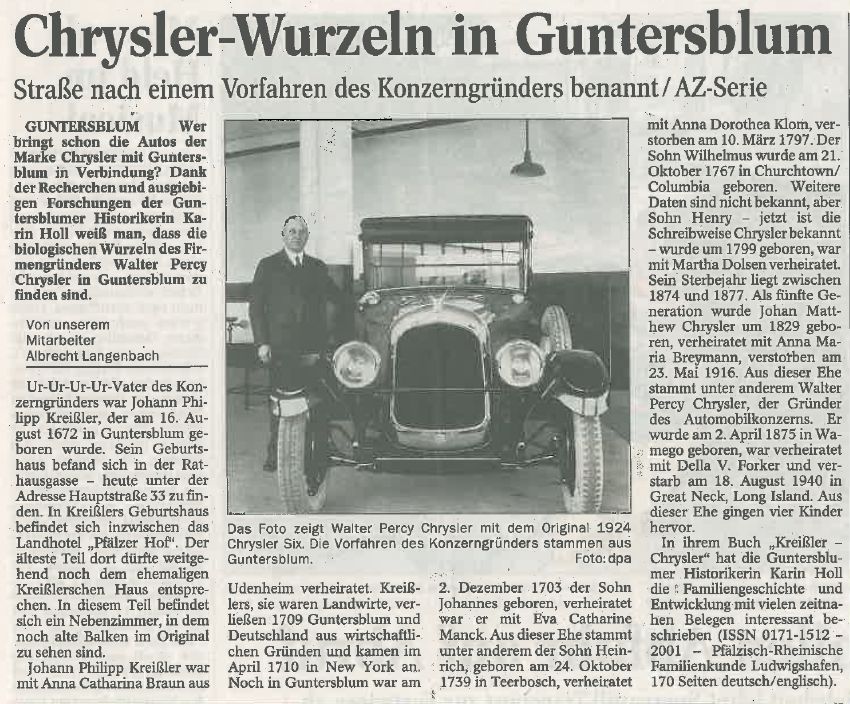 Artikel aus der Allgemeinen Zeitung, Landskrone vom 16. September 2004