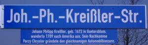 Straßenschild Johann P Kreißler Straße