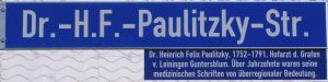 Straßenschild Dr H F Paulizky Straße